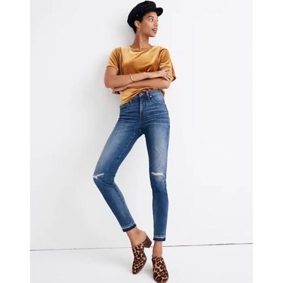 Madewell 9”‎ High Rise Skinny Jeans Rip and Repair - Picture 4 of 10